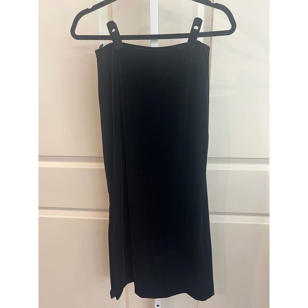 Vintage Ronni Nicole by Ouida Black Velvet Midi Skirt Stretchy Straight Size S - Picture 3 of 6